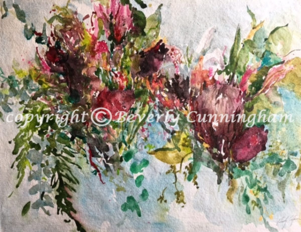 image of steps of flowers watercolor